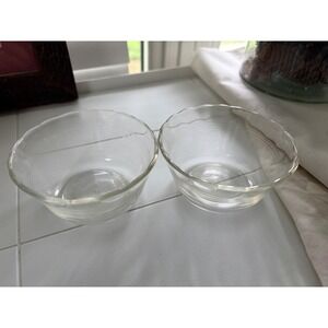 Vintage Pyrex Glass Scalloped Custard Cups 6oz Ramekins Set of 2 Made in USA
